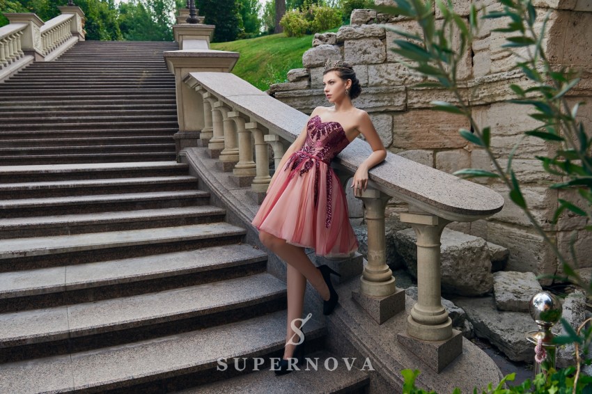 Пышное короткое вечернее платье оптом от SuperNova. VN-041